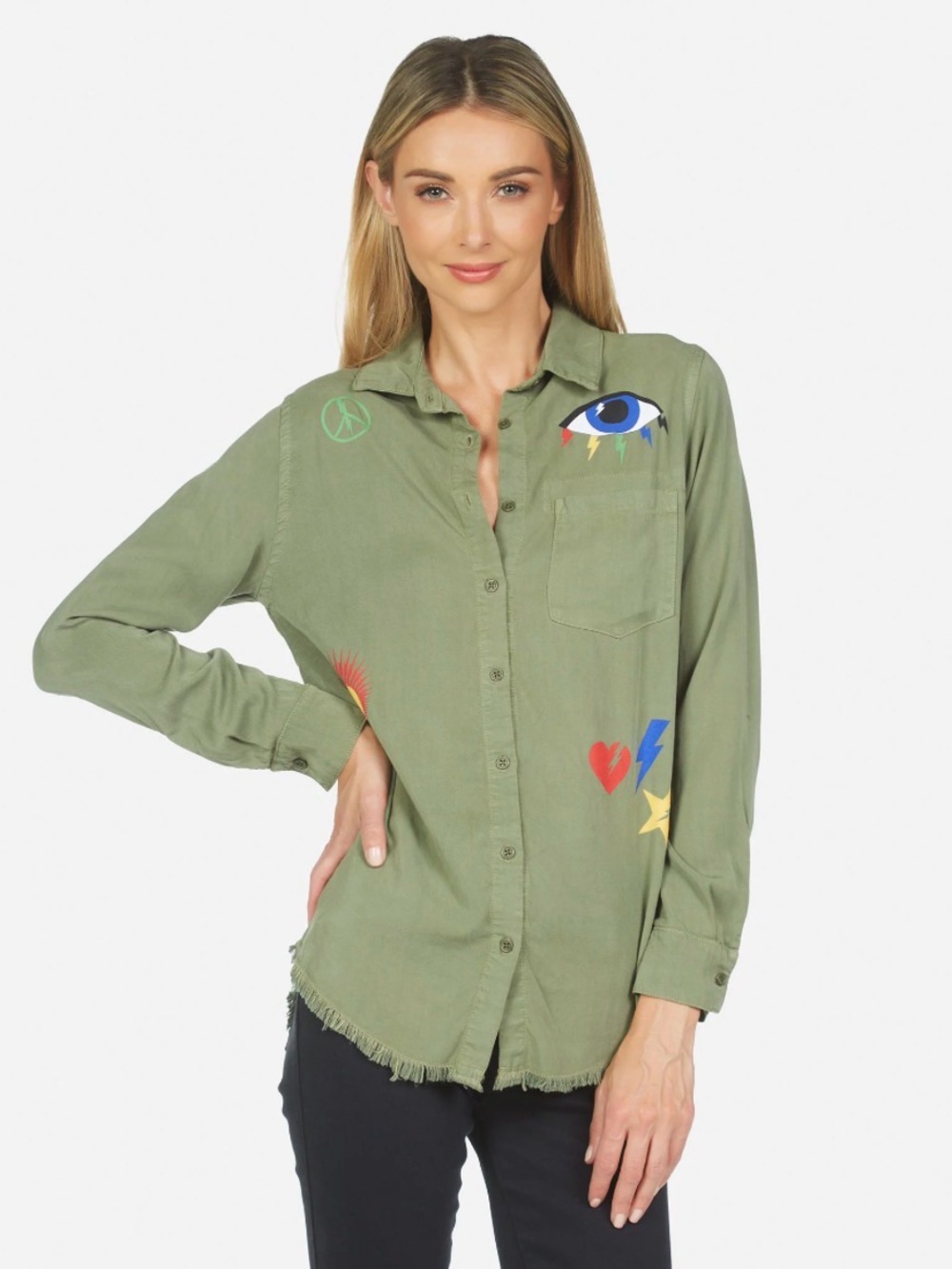 Lauren Moshi Sloane Color Punk Happy Eye Streetwear Shirt Edgy Y2K